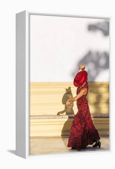 Spain, Andalusia, Seville. Flamenco Dancer Performing Outdoors-Matteo Colombo-Framed Premier Image Canvas