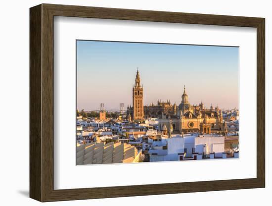 Spain, Andalusia, Seville. High Angle View of the Cathedral with the Giralda Tower-Matteo Colombo-Framed Photographic Print