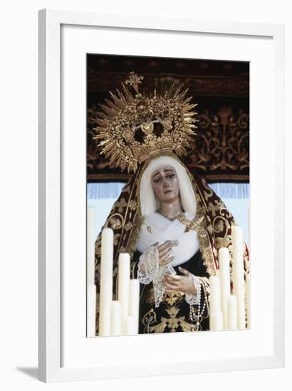 Spain, Andalusia, Seville, Holy Week, Procession, Detail of Baldachin with the Statue of Madonna-null-Framed Giclee Print