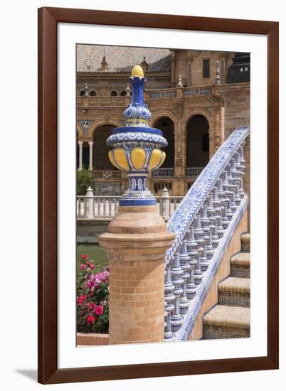 Spain, Andalusia, Seville. Plaza de Espana, ornate bridge.-Brenda Tharp-Framed Premium Photographic Print