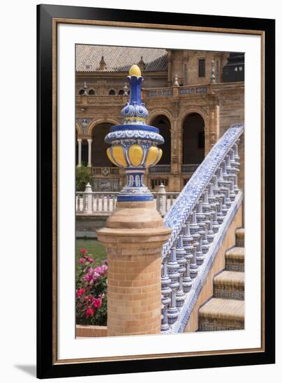 Spain, Andalusia, Seville. Plaza de Espana, ornate bridge.-Brenda Tharp-Framed Premium Photographic Print