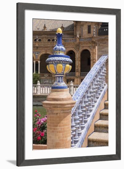 Spain, Andalusia, Seville. Plaza de Espana, ornate bridge.-Brenda Tharp-Framed Premium Photographic Print