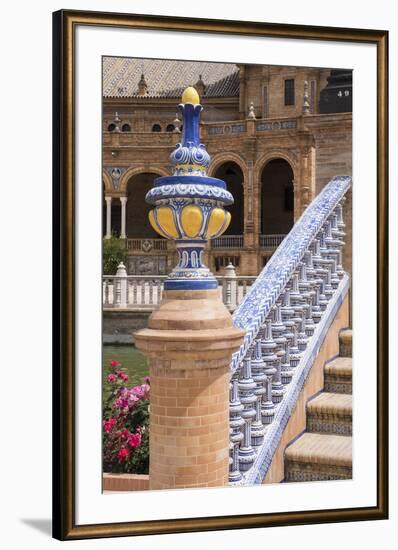 Spain, Andalusia, Seville. Plaza de Espana, ornate bridge.-Brenda Tharp-Framed Premium Photographic Print