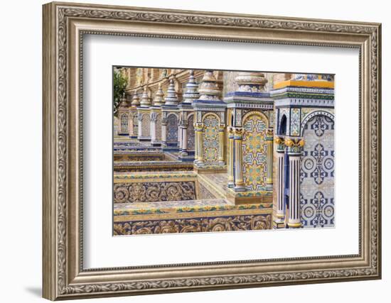 Spain, Andalusia, Seville. Plaza de Espana, ornate bridge.-Brenda Tharp-Framed Photographic Print