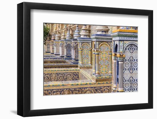 Spain, Andalusia, Seville. Plaza de Espana, ornate bridge.-Brenda Tharp-Framed Photographic Print