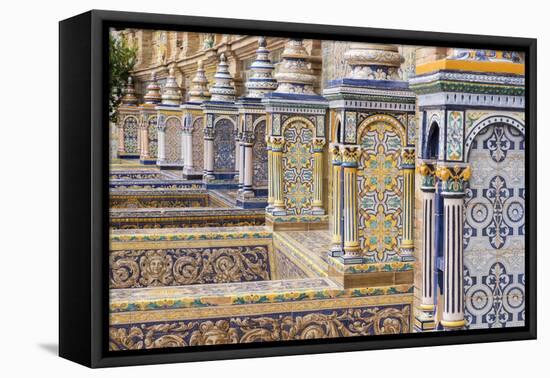 Spain, Andalusia, Seville. Plaza de Espana, ornate bridge.-Brenda Tharp-Framed Premier Image Canvas