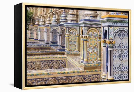 Spain, Andalusia, Seville. Plaza de Espana, ornate bridge.-Brenda Tharp-Framed Premier Image Canvas