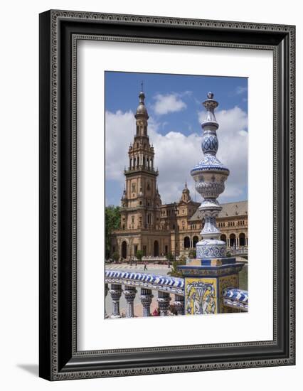 Spain, Andalusia, Seville. Plaza de Espana, ornate bridge.-Brenda Tharp-Framed Photographic Print