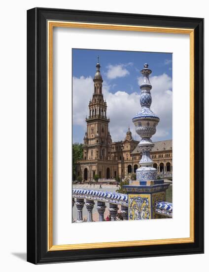 Spain, Andalusia, Seville. Plaza de Espana, ornate bridge.-Brenda Tharp-Framed Photographic Print