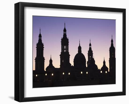 Spain, Aragon Region, Zaragoza Province, Zaragoza, Basilica De Nuestra Senora De Pilar and the Puen-Walter Bibikow-Framed Photographic Print
