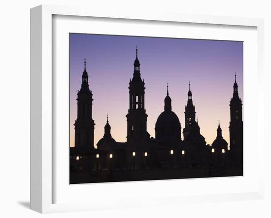 Spain, Aragon Region, Zaragoza Province, Zaragoza, Basilica De Nuestra Senora De Pilar and the Puen-Walter Bibikow-Framed Photographic Print