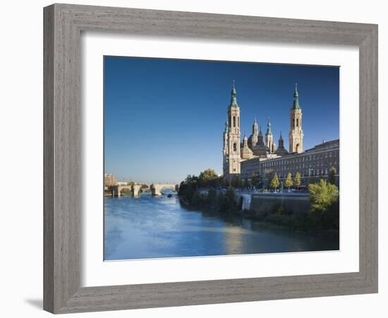 Spain, Aragon Region, Zaragoza Province, Zaragoza, Basilica De Nuestra Senora De Pilar on the Ebro-Walter Bibikow-Framed Photographic Print