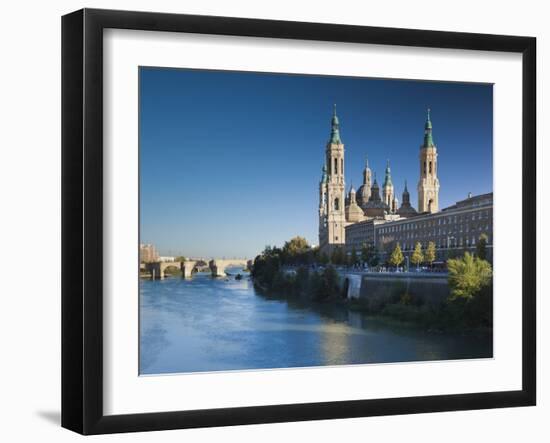 Spain, Aragon Region, Zaragoza Province, Zaragoza, Basilica De Nuestra Senora De Pilar on the Ebro-Walter Bibikow-Framed Photographic Print