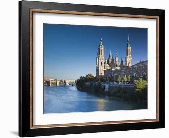 Spain, Aragon Region, Zaragoza Province, Zaragoza, Basilica De Nuestra Senora De Pilar on the Ebro-Walter Bibikow-Framed Photographic Print