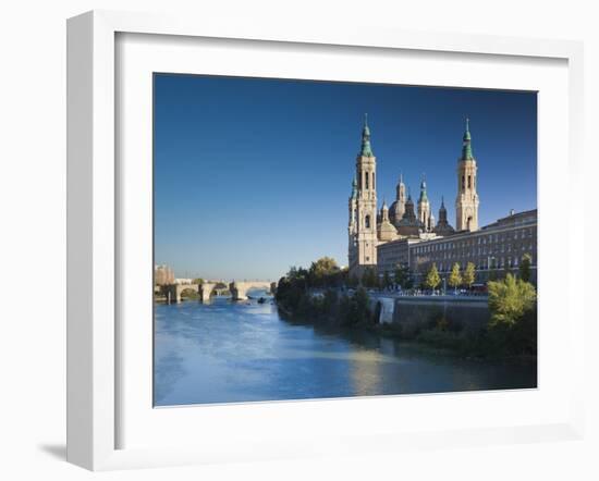 Spain, Aragon Region, Zaragoza Province, Zaragoza, Basilica De Nuestra Senora De Pilar on the Ebro-Walter Bibikow-Framed Photographic Print