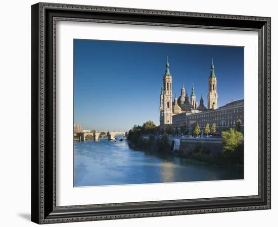 Spain, Aragon Region, Zaragoza Province, Zaragoza, Basilica De Nuestra Senora De Pilar on the Ebro-Walter Bibikow-Framed Photographic Print