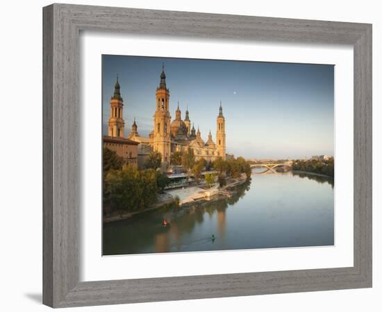 Spain, Aragon Region, Zaragoza Province, Zaragoza, Basilica De Nuestra Senora De Pilar on the Ebro -Walter Bibikow-Framed Photographic Print