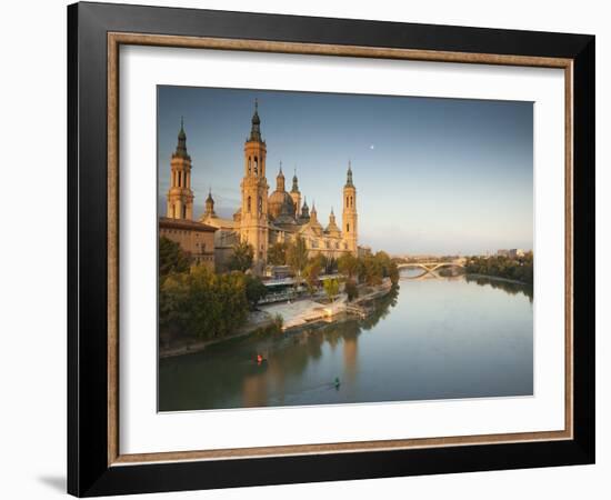 Spain, Aragon Region, Zaragoza Province, Zaragoza, Basilica De Nuestra Senora De Pilar on the Ebro -Walter Bibikow-Framed Photographic Print