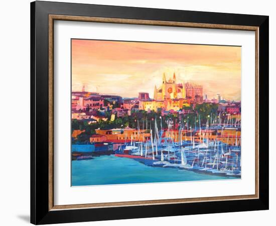 Spain Balearic Islands Majorca Cathedral w Harbour-Markus Bleichner-Framed Art Print