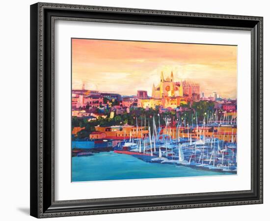 Spain Balearic Islands Majorca Cathedral w Harbour-Markus Bleichner-Framed Art Print