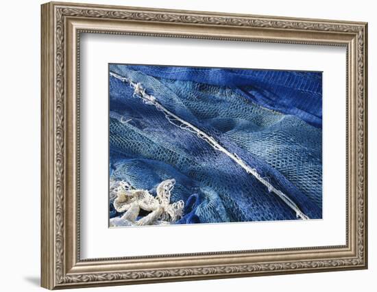 Spain, Balearic Islands, Menorca, Fishing Net at Port of Mao-Walter Bibikow-Framed Photographic Print