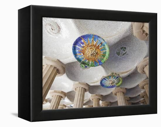 Spain, Barcelona, Guell Park, Ceiling Detail in the Hall of Columns-Steve Vidler-Framed Premier Image Canvas