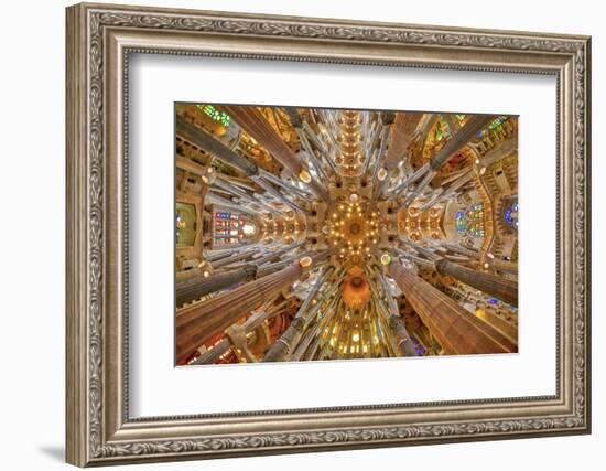 Spain, Barcelona. Sagrada Familia interior.-Hollice Looney-Framed Photographic Print