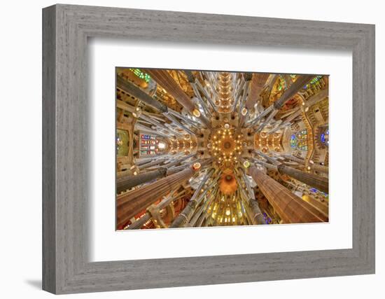Spain, Barcelona. Sagrada Familia interior.-Hollice Looney-Framed Photographic Print