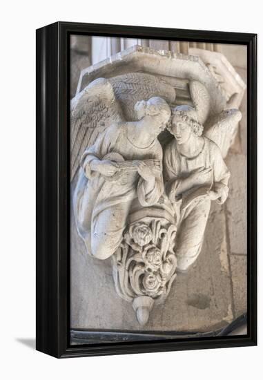 Spain, Barcelona, Stone Carving, Angels-Jim Engelbrecht-Framed Premier Image Canvas