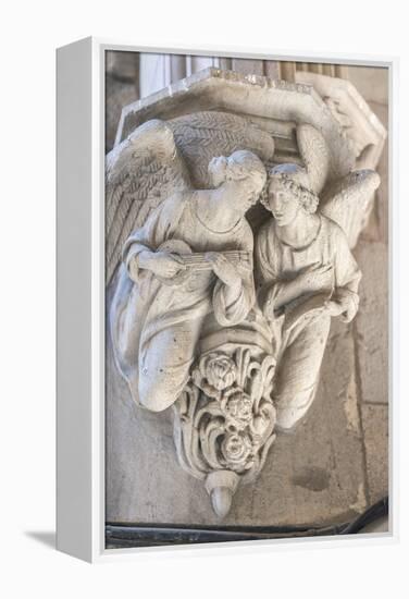 Spain, Barcelona, Stone Carving, Angels-Jim Engelbrecht-Framed Premier Image Canvas