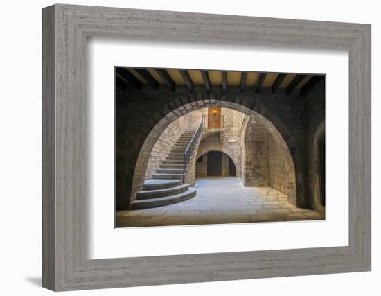 Spain, Barcelona, Temple Roma d'August, Staircase-Jim Engelbrecht-Framed Photographic Print