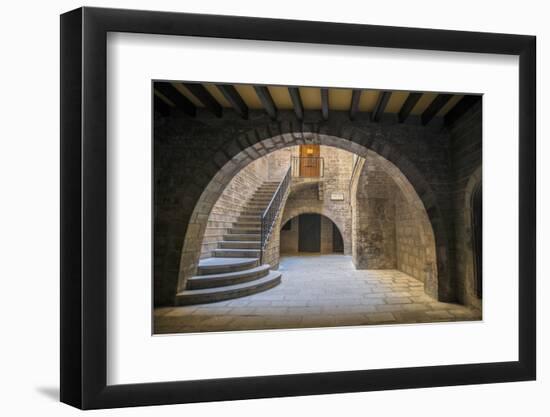 Spain, Barcelona, Temple Roma d'August, Staircase-Jim Engelbrecht-Framed Photographic Print