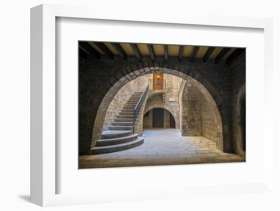 Spain, Barcelona, Temple Roma d'August, Staircase-Jim Engelbrecht-Framed Photographic Print