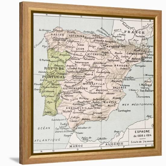 Spain Between 1808 And 1814 Old Map-marzolino-Framed Stretched Canvas