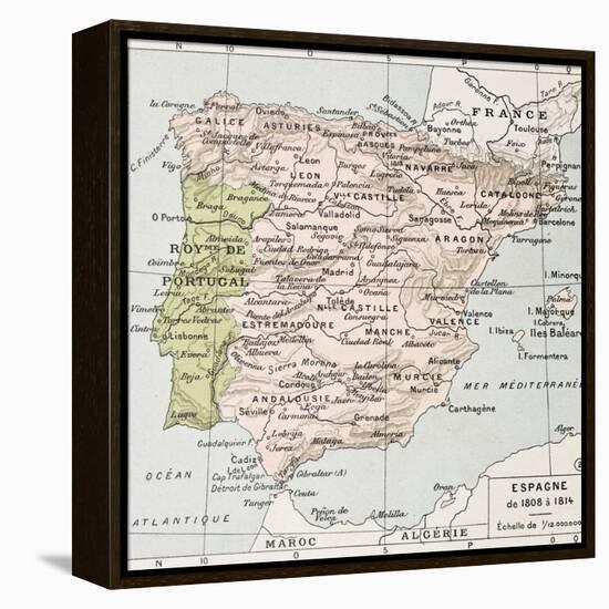 Spain Between 1808 And 1814 Old Map-marzolino-Framed Stretched Canvas