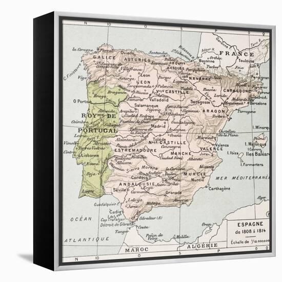 Spain Between 1808 And 1814 Old Map-marzolino-Framed Stretched Canvas