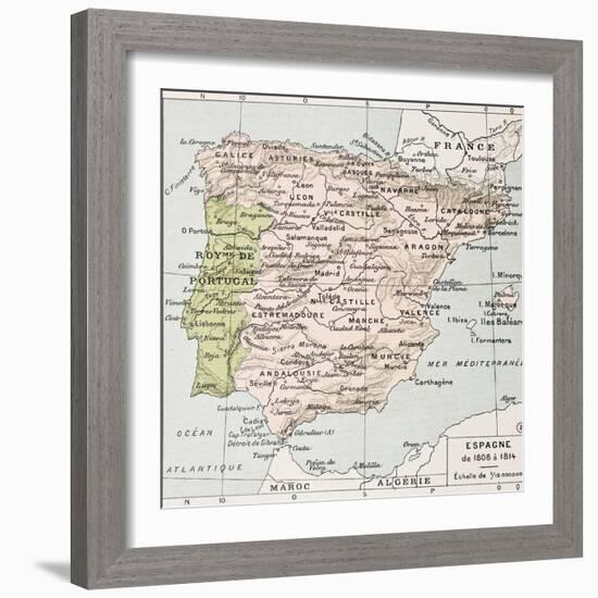 Spain Between 1808 And 1814 Old Map-marzolino-Framed Art Print