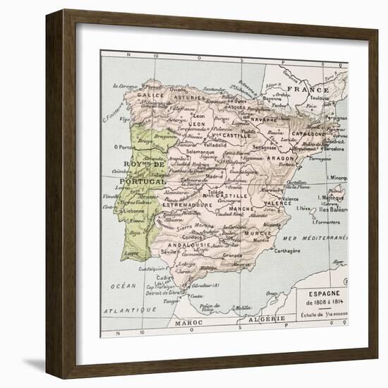 Spain Between 1808 And 1814 Old Map-marzolino-Framed Art Print