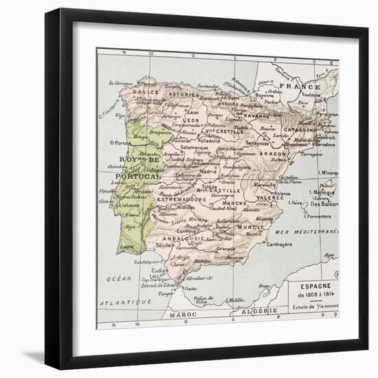 Spain Between 1808 And 1814 Old Map-marzolino-Framed Art Print