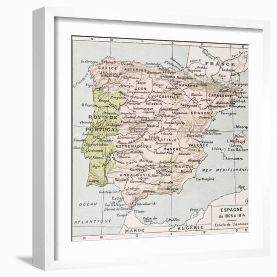 Spain Between 1808 And 1814 Old Map-marzolino-Framed Art Print