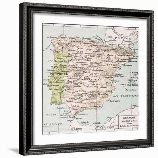 Spain Between 1808 And 1814 Old Map-marzolino-Framed Art Print