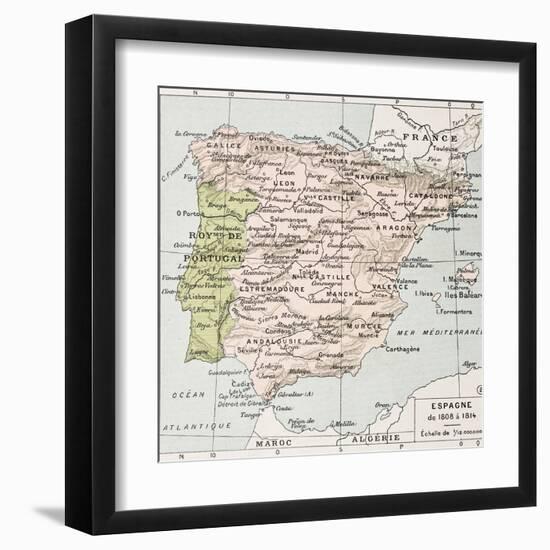 Spain Between 1808 And 1814 Old Map-marzolino-Framed Art Print