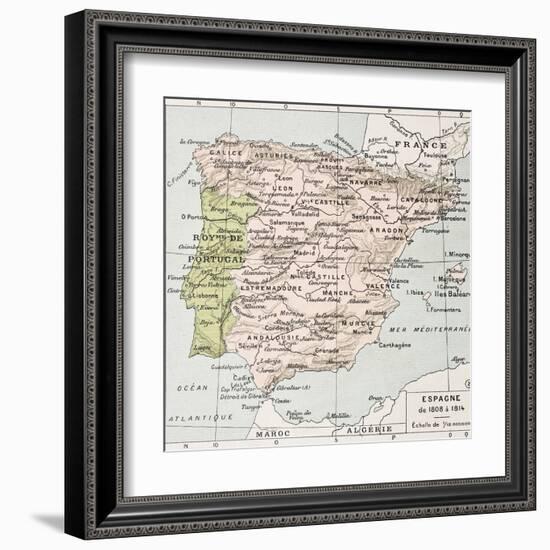 Spain Between 1808 And 1814 Old Map-marzolino-Framed Art Print