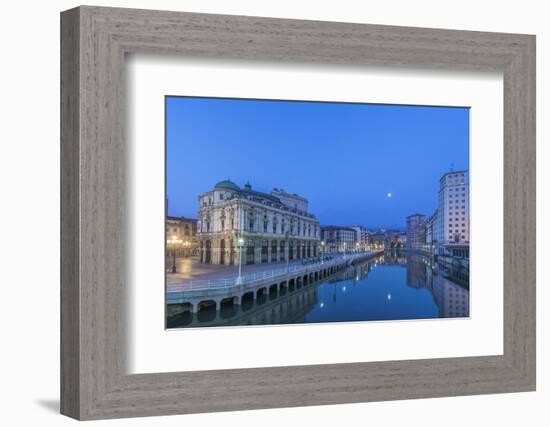 Spain, Bilbao, Arriaga Theater and Nervion River at Dawn-Rob Tilley-Framed Photographic Print