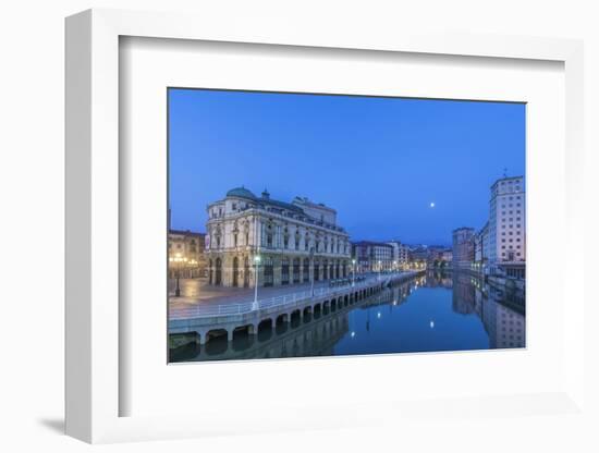 Spain, Bilbao, Arriaga Theater and Nervion River at Dawn-Rob Tilley-Framed Photographic Print