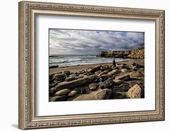 Spain, Canary Islands, Fuerteventura, Beach, Stone Tower, Sea-Andrea Haase-Framed Photographic Print