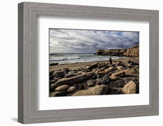 Spain, Canary Islands, Fuerteventura, Beach, Stone Tower, Sea-Andrea Haase-Framed Photographic Print