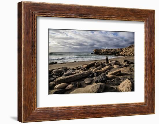 Spain, Canary Islands, Fuerteventura, Beach, Stone Tower, Sea-Andrea Haase-Framed Photographic Print