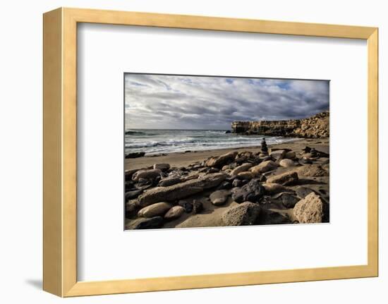 Spain, Canary Islands, Fuerteventura, Beach, Stone Tower, Sea-Andrea Haase-Framed Photographic Print