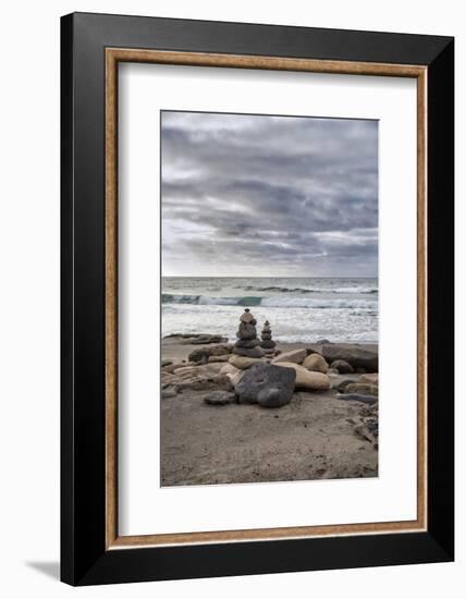 Spain, Canary Islands, Fuerteventura, Beach, Stone Tower, Sea-Andrea Haase-Framed Photographic Print